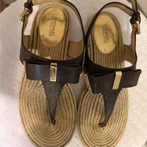 Michael Kors Dark Brown Sandals with Gold Bow